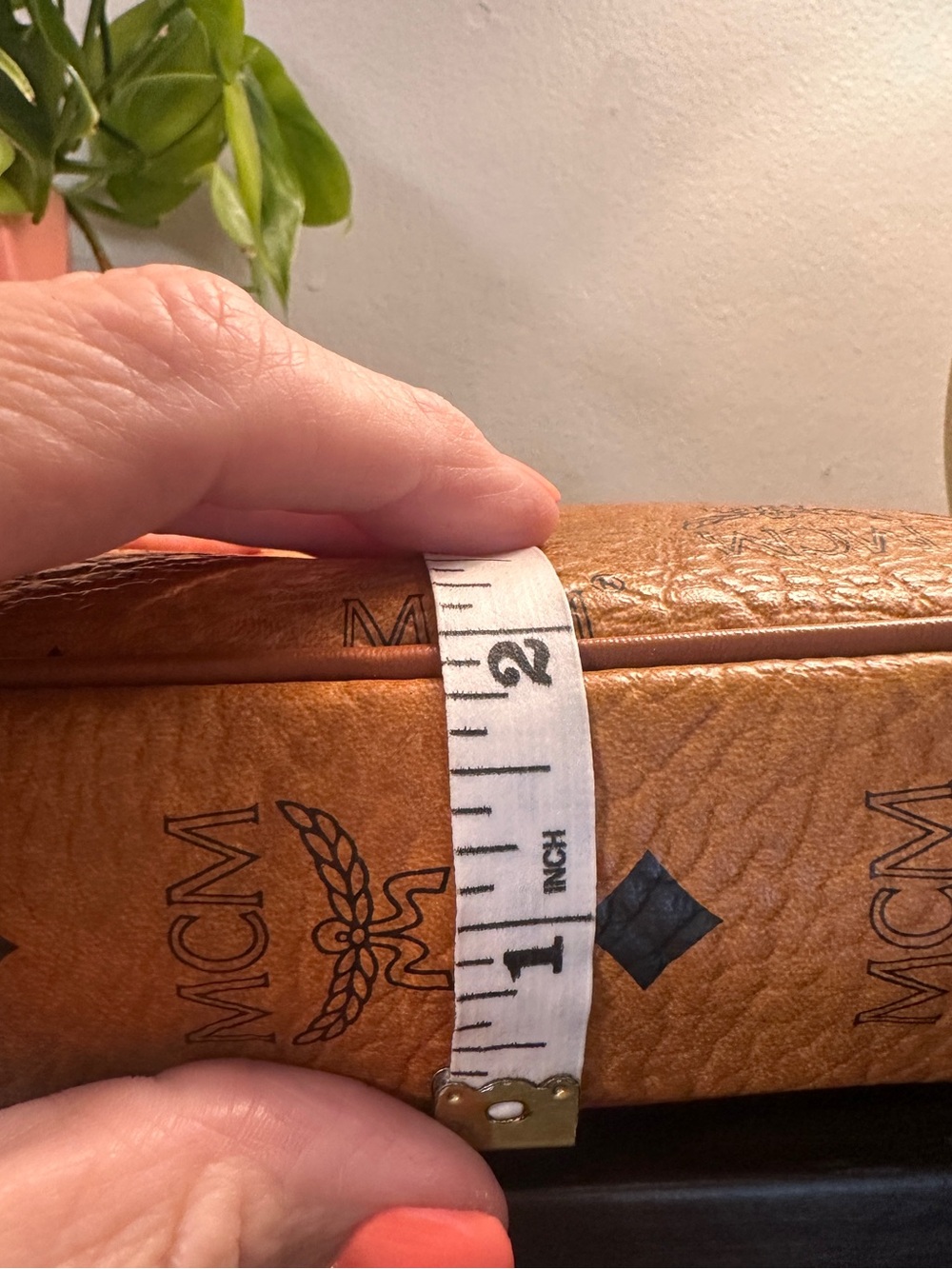 MCM Cognac Visetos Logo Leather Pouch - Picture 11 of 12